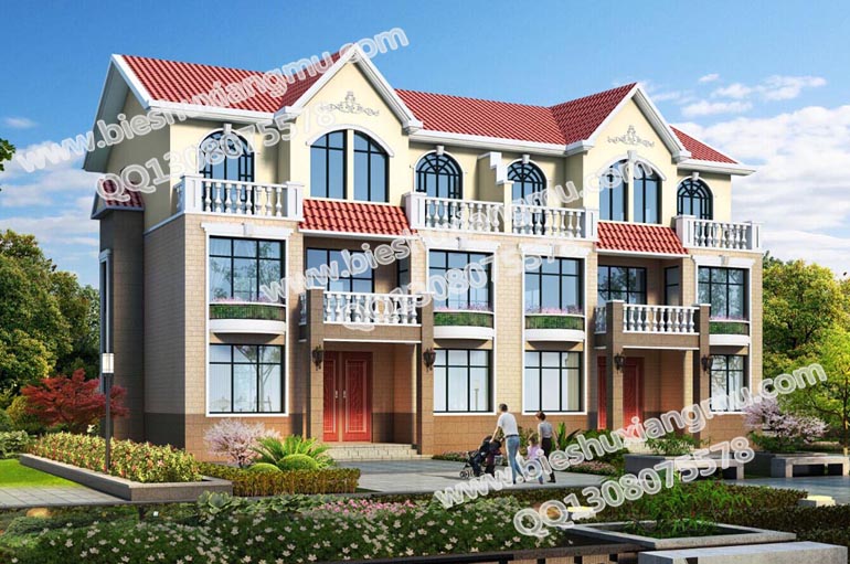 阳台双拼共建自建房三层带房屋全套农村图纸设翻转90v阳台机构住宅图片
